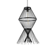 GloboStar® YOSHI 01929 Boho Κρεμαστό Φωτιστικό Πλέγμα Μονόφωτο 1 x E27 IP20 Μαύρο Ξύλο - Μ35 x Π35 x Υ60cm