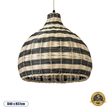 GloboStar® JAMAICA 01954 Boho Κρεμαστό Φωτιστικό Καμπάνα Μονόφωτο 1 x E27 IP20 Μπεζ & Χακί Ξύλο - Μ40 x Π40 x Υ37cm