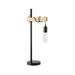 GloboStar® MINDELO 02032 Μοντέρνο Επιτραπέζιο Φωτιστικό Μονόφωτο 1 x E27 AC220-240V IP20 - Μ25 x Π15 x Υ60cm - Μαύρο Μεταλλικό Σώμα με Μπεζ Ξύλινη Βάση