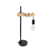 GloboStar® MINDELO 02032 Μοντέρνο Επιτραπέζιο Φωτιστικό Μονόφωτο 1 x E27 AC220-240V IP20 - Μ25 x Π15 x Υ60cm - Μαύρο Μεταλλικό Σώμα με Μπεζ Ξύλινη Βάση