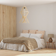GloboStar® YOSHI 01928 Boho Κρεμαστό Φωτιστικό Πλέγμα Μονόφωτο 1 x E27 IP20 Μπεζ Ξύλο - Μ35 x Π35 x Υ60cm