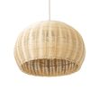 GloboStar® RAITO 01824 Boho Κρεμαστό Φωτιστικό Καμπάνα Μονόφωτο 1 x E27 IP20 Μπεζ Ξύλο - Μ40 x Π40 x Υ25cm