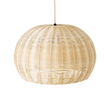 GloboStar® RAITO 01824 Boho Κρεμαστό Φωτιστικό Καμπάνα Μονόφωτο 1 x E27 IP20 Μπεζ Ξύλο - Μ40 x Π40 x Υ25cm