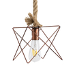 GloboStar® KAZEMI 02019 Μοντέρνο Κρεμαστό Φωτιστικό Πλέγμα Μονόφωτο 1 x E27 IP20 Χάλκινο Μέταλλο με Μπεζ Σχοινί - Μ18 x Π18 x Υ17cm