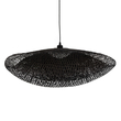 GloboStar® MEXICO 02202 Boho Κρεμαστό Φωτιστικό Πλέγμα Μονόφωτο 1 x E27 IP20 Μαύρο Ξύλο - Μ85 x Π50 x Υ30cm