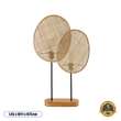 GloboStar® AZUL 02231 Boho Επιτραπέζιο Φωτιστικό Διφωτο 2 x E27 AC220-240V IP20 - Μ45 x Π11 x Υ75cm - Μπεζ Ξύλινο με Μαύρο Μεταλλικό και Μπεζ Ξύλινο Πλέγμα