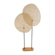 GloboStar® AZUL 02232 Boho Επιδαπέδιο Φωτιστικό Διφωτο 2 x E27 IP20 Μπεζ Ξύλο με Μαύρο Μέταλλο - Μ90 x Π17 x Υ170cm