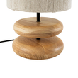GloboStar® TUVALU 02236 Boho Επιτραπέζιο Φωτιστικό Μονόφωτο 1 x E27 IP20 Καφέ Ξύλο με Μπεζ Νήμα - Μ22 x Π22 x Υ42cm