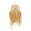 GloboStar® BASSETERRE 02162 Boho Κρεμαστό Φωτιστικό Πλεγμα Μονόφωτο 1 x E27 IP20 Μπεζ Ξύλο - Μ35 x Π35 x Υ60cm