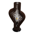 GloboStar® MIHIRO 02177 Boho Επιτραπέζιο Φωτιστικό Μονόφωτο 1 x E27 AC220-240V IP20 - Φ33 x Υ57cm - Καφέ Σκούρο Ξύλινο με Μαύρη Μεταλλική Βάση Πλέγμα