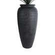 GloboStar® Artificial Garden OLYMPIA 20717 Επιδαπέδιο Πολυεστερικό Τσιμεντένιο Κασπώ Γλάστρα - Flower Pot Μαύρο Φ55 x Υ120cm