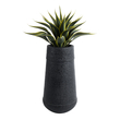 GloboStar® Artificial Garden JAKLIN 20723 Επιδαπέδιο Πολυεστερικό Τσιμεντένιο Κασπώ Γλάστρα - Flower Pot Μαύρο Φ34 x Υ62cm
