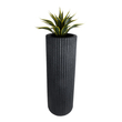GloboStar® Artificial Garden MATERA 20733 Επιδαπέδιο Πολυεστερικό Τσιμεντένιο Κασπώ Γλάστρα - Flower Pot Μαύρο Φ42 x Υ120cm