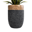 GloboStar® Artificial Garden BELLAGIO 20744 Επιδαπέδιο Πολυεστερικό Τσιμεντένιο Κασπώ Γλάστρα - Flower Pot Μαύρο με Καφέ Φ39 x Υ52cm