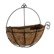 GloboStar® Artificial Garden KOUFONISIA 20562 Κρεμαστό Διακοσμητικό Κασπώ Γλάστρα - Flower Pot από Φλοιό Καρύδας Καφέ με Μαύρη Μεταλλική Βάση Φ30 x Υ33cm