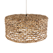 GloboStar® MANGATA 01849 Boho Κρεμαστό Φωτιστικό Καμπάνα Μονόφωτο 1 x E27 IP20 Καφέ Ξύλο - Μ60 x Π60 x Υ28cm