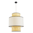GloboStar® SAIGE 01917 Boho Κρεμαστό Φωτιστικό Πλέγμα Μονόφωτο 1 x E27 IP20 Μπεζ Ξύλο με Μπεζ & Μαύρο Ύφασμα - Μ50 x Π50 x Υ60cm
