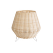 GloboStar® BOLSON 02010 Boho Επιδαπέδιο Φωτιστικό Μονόφωτο 1 x E27 IP20 Μπεζ Ξύλο με Λευκό Μέταλλο - Μ30 x Π30 x Υ30cm