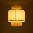 GloboStar® SAIGE 02045 Boho Κρεμαστό Φωτιστικό Πλέγμα Μονόφωτο 1 x E27 IP20 Μπεζ Ξύλο με Γαλάζιο Ύφασμα - Μ50 x Π50 x Υ60cm