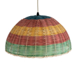 GloboStar® CABALLEROS 02060 Boho Κρεμαστό Φωτιστικό Καμπάνα Μονόφωτο 1 x E27 IP20 Πολύχρωμο Ξύλο - Μ40 x Π40 x Υ20cm