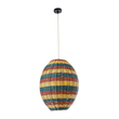GloboStar® CABALLEROS 02065 Boho Κρεμαστό Φωτιστικό Πλέγμα Μονόφωτο 1 x E27 IP20 Πολύχρωμο Ξύλο - Μ40 x Π40 x Υ50cm