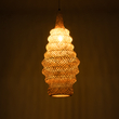 GloboStar® MAUI 02114 Boho Κρεμαστό Φωτιστικό Πλέγμα Μονόφωτο 1 x E27 IP20 Μπεζ Ξύλο - Μ30 x Π30 x Y77cm