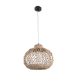 GloboStar® ECUADOR 02115 Boho Κρεμαστό Φωτιστικό Πλέγμα Μονόφωτο 1 x E27 IP20 Μπεζ Rattan - Μ35 x Π35 x Υ28cm