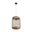 GloboStar® ECUADOR 02117 Boho Κρεμαστό Φωτιστικό Πλέγμα Μονόφωτο 1 x E27 IP20 Μπεζ Rattan - Μ28 x Π28 x Υ40cm