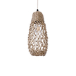 GloboStar® ECUADOR 02119 Boho Κρεμαστό Φωτιστικό Πλέγμα Μονόφωτο 1 x E27 IP20 Μπεζ Rattan - Μ15 x Π15 x Υ35cm