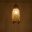 GloboStar® ECUADOR 02119 Boho Κρεμαστό Φωτιστικό Πλέγμα Μονόφωτο 1 x E27 IP20 Μπεζ Rattan - Μ15 x Π15 x Υ35cm