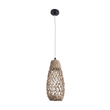 GloboStar® ECUADOR 02119 Boho Κρεμαστό Φωτιστικό Πλέγμα Μονόφωτο 1 x E27 IP20 Μπεζ Rattan - Μ15 x Π15 x Υ35cm