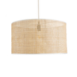 GloboStar® YOTTO 01822 Boho Κρεμαστό Φωτιστικό Καπέλο Μονόφωτο 1 x E27 IP20 Μπεζ Ξύλο - Μ55 x Π55 x Y30cm