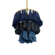GloboStar® MISSOULA 02085 Boho Κρεμαστό Φωτιστικό Σχοινί Μονόφωτο 1 x E27 IP20 Μπλε & Μαύρο Ύφασμα με Χρυσό Μέταλλο - Μ30 x Π30 x Υ40cm