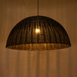 GloboStar® MONTANA 02382 Boho Κρεμαστό Φωτιστικό Καμπάνα Μονόφωτο 1 x E27 IP20 Καφέ Ξύλο - Μ80 x Π80 x Υ40cm