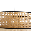 GloboStar® BRAVADO 02387 Boho Κρεμαστό Φωτιστικό Πλέγμα Μονόφωτο 1 x E27 IP20 Καφέ & Μπεζ Ξύλο - Μ70 x Π70 x Υ58cm