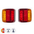 GloboStar® 79930 Ζευγάρι Universal Φανάρια για Τρέιλερ LED - DC 12V - Κόκκινο - Πορτοκαλί - Λευκό - Αδιάβροχα IP66 - Μ10.3 x Π10.3 x Υ3cm - 1 Χρόνο Εγγύηση