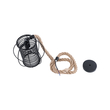 GloboStar® ORVAL 01689 Μοντέρνο Κρεμαστό Φωτιστικό Πλέγμα Μονόφωτο 1 x E27 IP20 Μαύρο Μέταλλο με Μπεζ Σχοινί - Μ20 x Π20 x Υ20cm