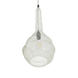 GloboStar® KENTUCKY 01880 Vintage Κρεμαστό Φωτιστικό Πλέγμα Μονόφωτο 1 x E27 IP20 Μπεζ Μέταλλο - Μ30 x Π30 x Υ50cm