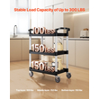 VEVOR Heavy Duty Utility Cart 300 lbs Χωρητικότητα 3-επιπέδων καλάθι σέρβις με ρόδες