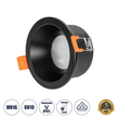 GloboStar® 60891 GASPAR Χωνευτό Στρόγγυλο Σποτ Οροφής για Λάμπα MR16/GU10 IP65 - Αλουμίνιο & Γυαλί - Φ8.5 x Υ4.4cm - Μαύρο & Διάφανο - 5 Χρόνια Εγγύηση