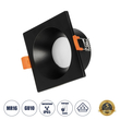 GloboStar® 60895 GASPAR Χωνευτό Τετράγωνο Σποτ Οροφής για Λάμπα MR16/GU10 IP65 - Αλουμίνιο & Γυαλί - Φ8.5 x Υ4.4cm - Μαύρο & Διάφανο - 5 Χρόνια Εγγύηση
