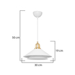 GloboStar® FERRO 203-0268 Μοντέρνο Κρεμαστό Φωτιστικό Καμπάνα Μονόφωτο 1 x E27 IP20 Λευκό & Χρυσό Πλαστικό - Μ22 x Π22 x Υ83cm