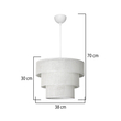 GloboStar® LEVEL 203-0275 Μοντέρνο Κρεμαστό Φωτιστικό Καπέλο Μονόφωτο 1 x E27 IP20 Λευκό Διάτρητο Ύφασμα - Μ30 x Π30 x Υ90cm