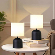 GloboStar® LOREN 204-0138 Μοντέρνο Eπιτραπέζιο Φωτιστικό Μονόφωτο 1 x E27 IP20 Μαύρο Μέταλλο με Μπεζ Ύφασμα - Μ15 x Π15 x Υ31cm