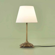 GloboStar® AΝΤΙQUE 204-0142 Vintage Eπιτραπέζιο Φωτιστικό Μονόφωτο 1 x E27 IP20 Μπρούτζινο Μέταλλο με Λευκό Ύφασμα - Μ22 x Π22 x Υ38cm