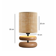 GloboStar® KLOO 204-0143 Boho Eπιτραπέζιο Φωτιστικό Μονόφωτο 1 x E27 IP20 Καφέ Ξύλο με Μπεζ Διάτρτητο Ύφασμα - Μ15 x Π15 x Υ35cm