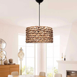 GloboStar® POMEGRANDE 204-0160 Boho Κρεμαστό Φωτιστικό Kαπέλο Μονόφωτο 1 x E27 IP20 Καφέ Rattan - Μ29 x Π29 x Υ16cm
