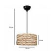 GloboStar® POMEGRANDE 204-0161 Boho Κρεμαστό Φωτιστικό Kαπέλο Μονόφωτο 1 x E27 IP20 Μπεζ Rattan - Μ29 x Π29 x Υ16cm