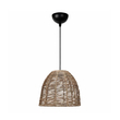 GloboStar® MEKA 204-0162 Boho Κρεμαστό Φωτιστικό Καμπάνα Μονόφωτο 1 x E27 IP20 Καφε Σχοινί - Μ31 x Π31 x Υ26cm