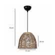GloboStar® MEKA 204-0162 Boho Κρεμαστό Φωτιστικό Καμπάνα Μονόφωτο 1 x E27 IP20 Καφε Σχοινί - Μ31 x Π31 x Υ26cm